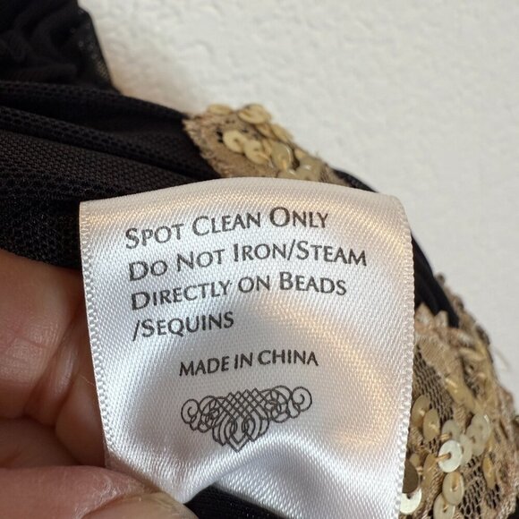 Sue Wong Cocktail Dress 6 Black Gold Beaded Formal Y2K. - Picture 14 of 15